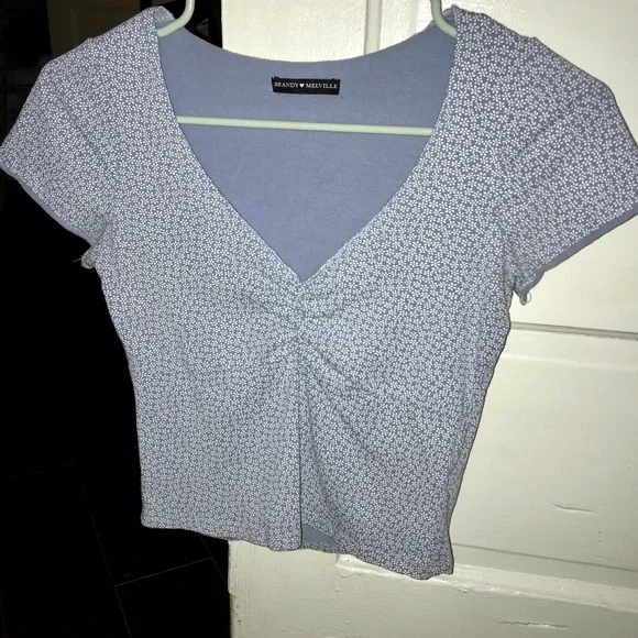 Brandy Melville Blue Floral Gina Top - Picture 2 of 5